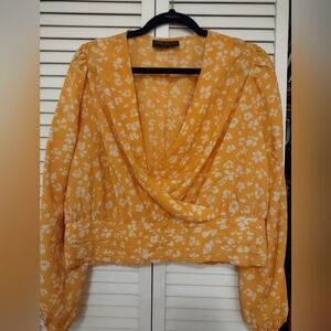Lane Bryant Yellow Floral Blouse